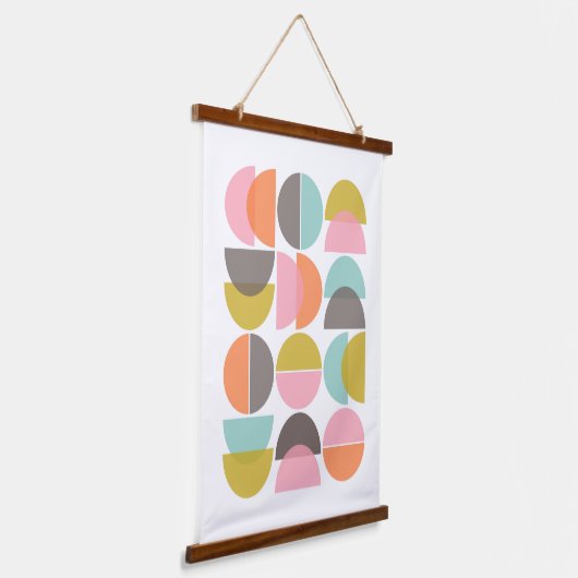 Abstract Mid-Century Moderne Geometric Hangend Wandkleed (Gebogen)