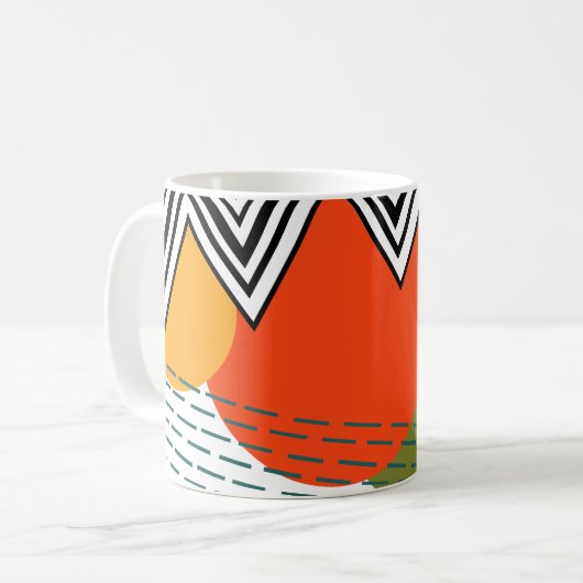 Abstract middeleeuwse moderne koffiemok (Voorkant links)