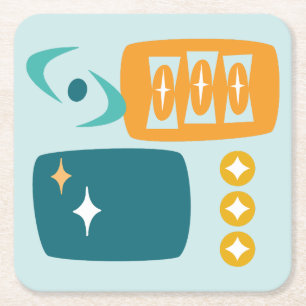 Abstract Midden-Eeuw Atoomenergie Kartonnen Onderzetters