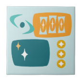 Abstract Midden-Eeuw Atoomenergie Tegeltje (Voorkant)