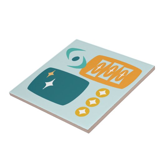 Abstract Midden-Eeuw Atoomenergie Tegeltje (Zijkant)