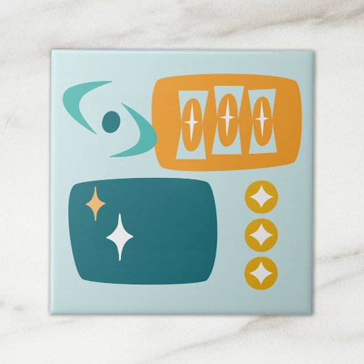 Abstract Midden-Eeuw Atoomenergie Tegeltje