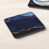 Abstract Midnight Blue Agate Glitter Patroon Bier Onderzetter (Linkerzijde)