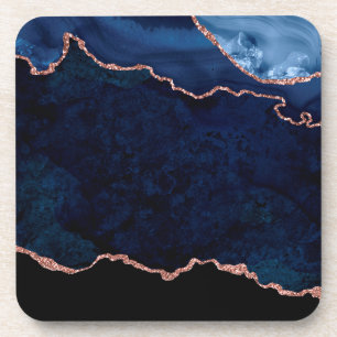 Abstract Midnight Blue Agate Glitter Patroon Bier Onderzetter