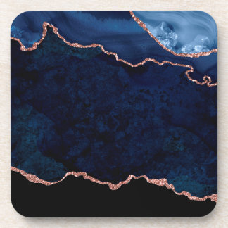 Abstract Midnight Blue Agate Glitter Patroon Bier Onderzetter