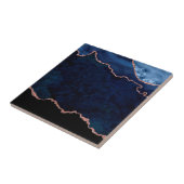 Abstract Midnight Blue Agate Glitter Patroon Tegeltje (Zijkant)