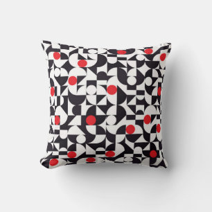 Abstract minimaal geometrisch zwart wit en rood ve kussen