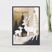 Abstract Minimaal Origami Kerstrendierbos Kaart (Voorkant)