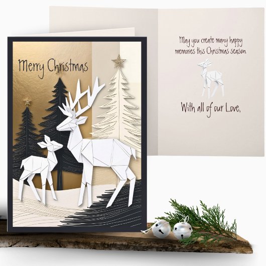 Abstract Minimaal Origami Kerstrendierbos Kaart
