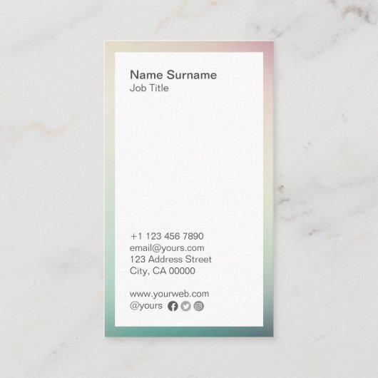 Abstract minimaal verloopverticaal Visitekaartje (Achterkant)