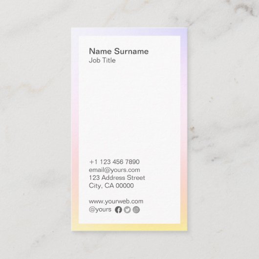 Abstract minimaal verloopverticaal Visitekaartje (Achterkant)