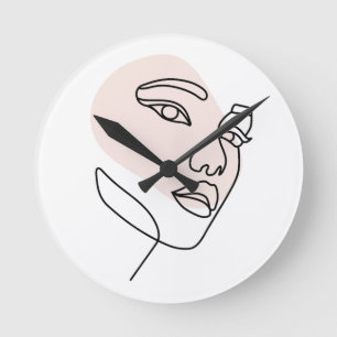 Abstract minimaal vrouw enkele lijn art Stone 2 Ronde Klok