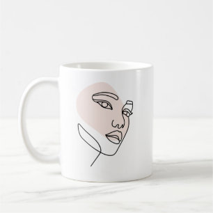 Abstract minimaal vrouw single line art koffiemok