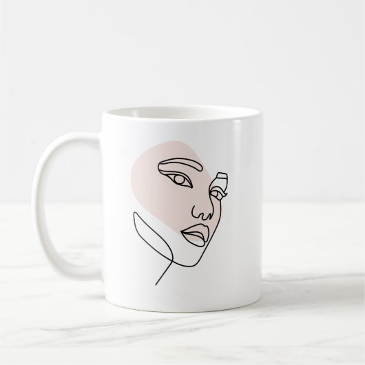 Abstract minimaal vrouw single line art koffiemok (Links)
