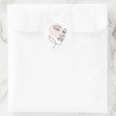 Abstract minimaal vrouw single line art ronde sticker (Tas)