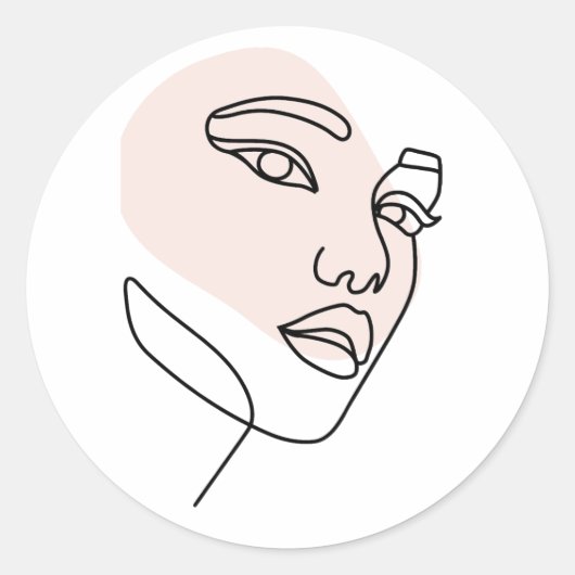 Abstract minimaal vrouw single line art ronde sticker (Voorkant)
