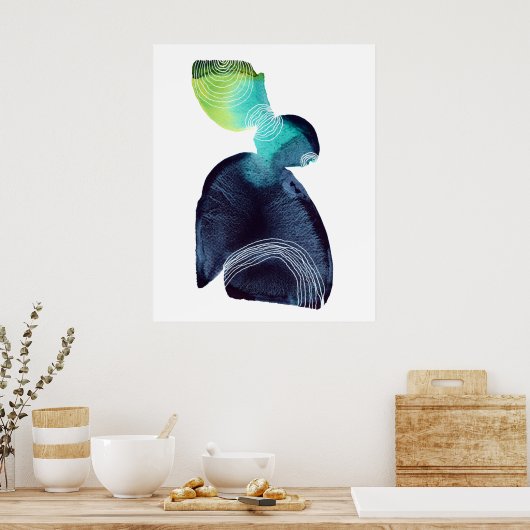 Abstract minimaal Waterverf Poster schilderen (Keuken)