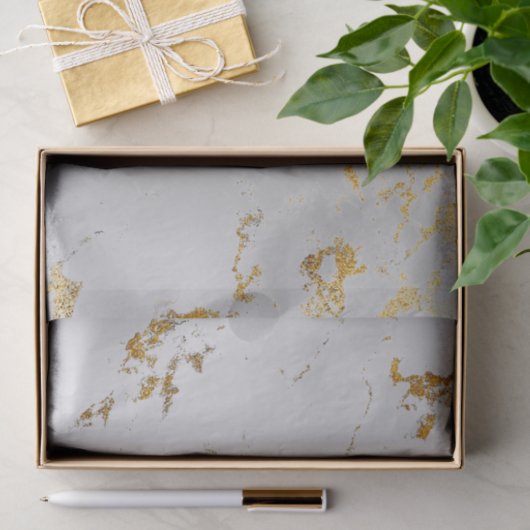 Abstract minimaal zilvergrijs metaalmarmer Gold Tissuepapier (Geschenk)