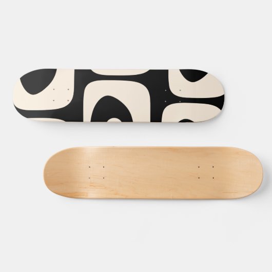 Abstract minimaal zwart en crème uit de Middeleeuw Persoonlijk Skateboard (Horizontaal)