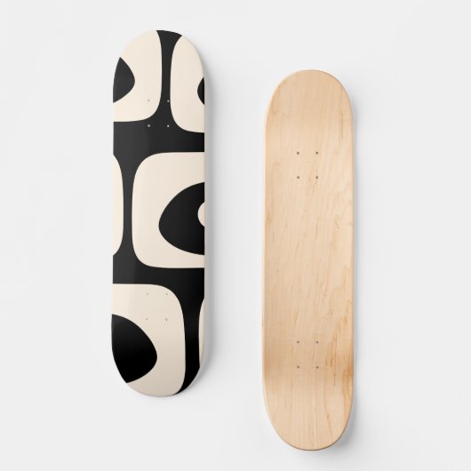 Abstract minimaal zwart en crème uit de Middeleeuw Persoonlijk Skateboard (Voorkant)