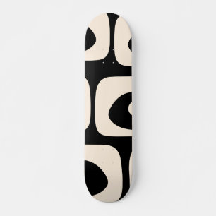 Abstract minimaal zwart en crème uit de Middeleeuw Persoonlijk Skateboard
