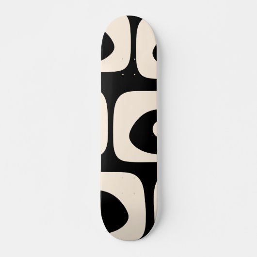 Abstract minimaal zwart en crème uit de Middeleeuw Persoonlijk Skateboard (Voorkant)