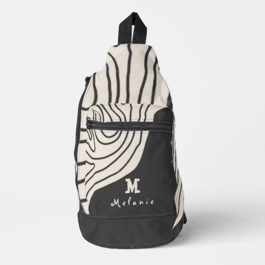 Abstract minimal art retro vintage Monogram Sling Bag (Voorkant)