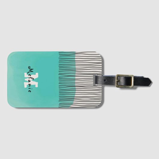 Abstract minimal style sketched trendy Monogram Bagagelabel (Voorkant (horizontaal))