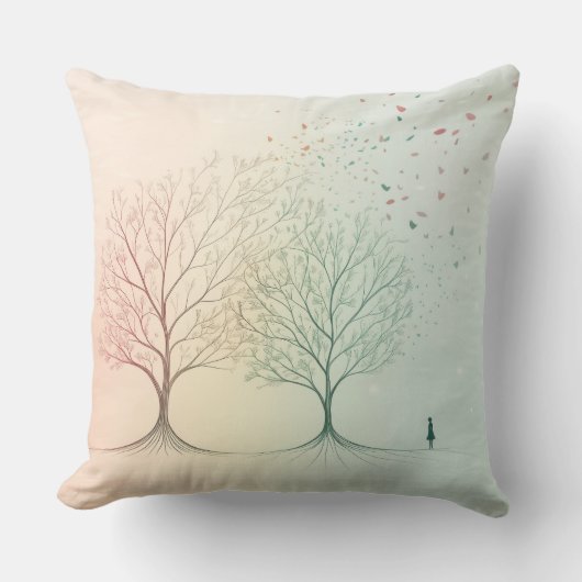 Abstract Minimal Tree of Life Pillow Pastel Kussen (Voorkant)