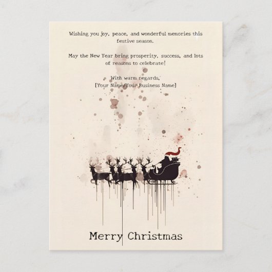 Abstract Minimal Watercolor Ink Stanta Christmas Feestdagenkaart (Voorkant)