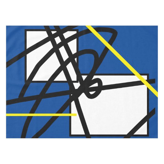Abstract minimalisme Blauw Geel Tafelkleed (Voorkant (Horizontaal))