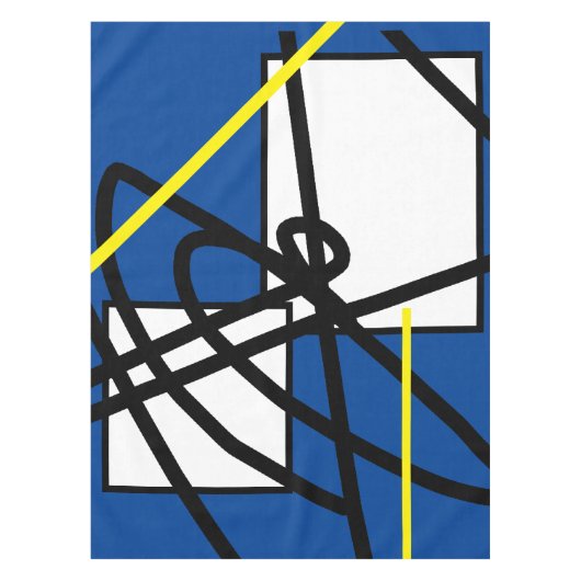 Abstract minimalisme Blauw Geel Tafelkleed (Voorkant)