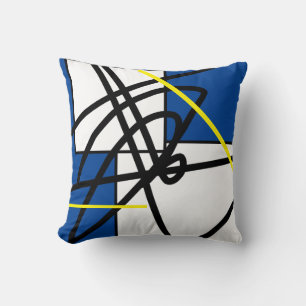 Abstract minimalisme blauwe gele kussenhoes kussen