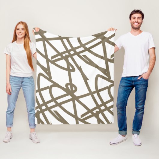 Abstract minimalisme Chocolade Lines White Blanket Fleece Deken (In situ)