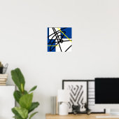 Abstract minimalisme geel zwart blauw poster (Thuiskantoor)