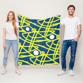 Abstract minimalisme gele lijnen blauwe deken