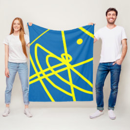 Abstract minimalisme gele lijnen blauwe deken
