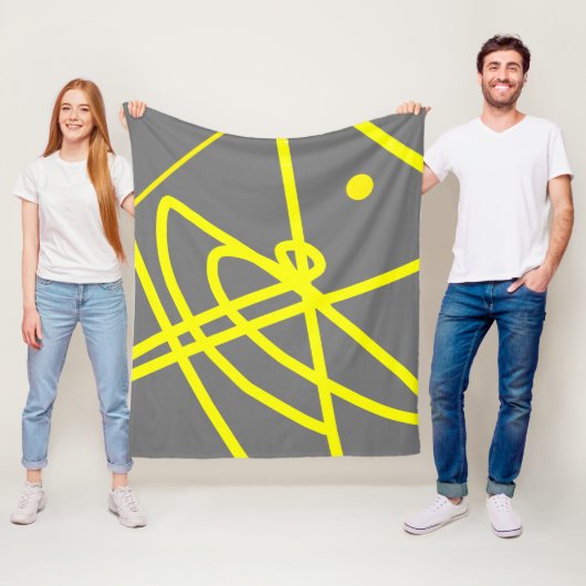 Abstract minimalisme Gele linnen Grijze Blanket Fleece Deken (In situ)