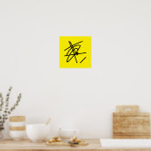 Abstract minimalisme lijnen zwart geel poster (Keuken)