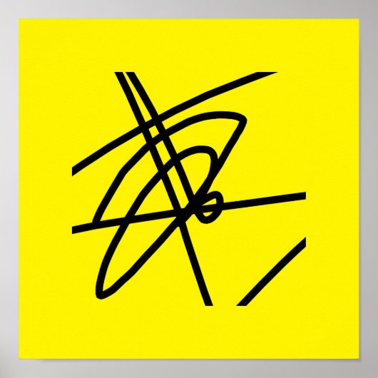 Abstract minimalisme lijnen zwart geel poster (Voorkant)