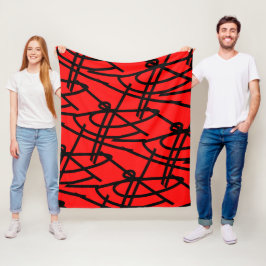 Abstract minimalisme lijnen zwart rode deken