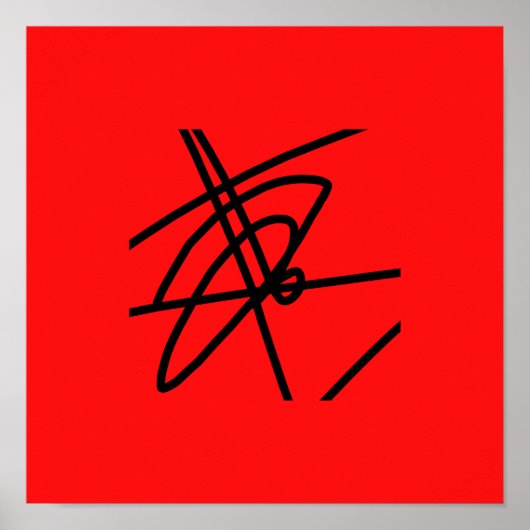 Abstract minimalisme lijnen zwart rood poster (Voorkant)