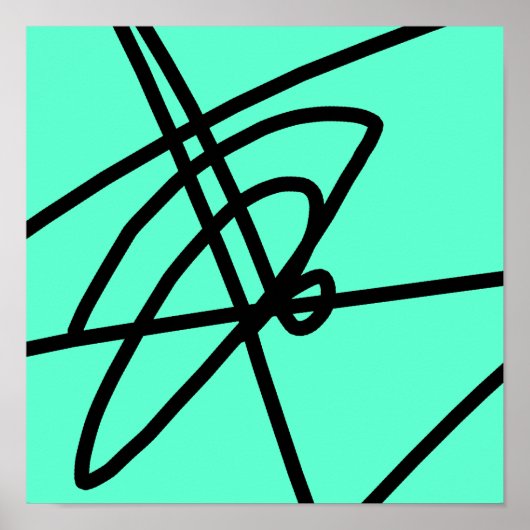 Abstract minimalisme lijnen zwart turquoise poster (Voorkant)