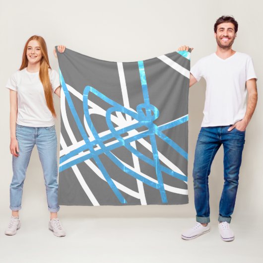 Abstract minimalisme Turquoise White Lines Blanket Fleece Deken (In situ)