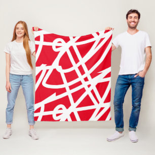 Abstract minimalisme Witte lijnen Rode Blanket Fleece Deken