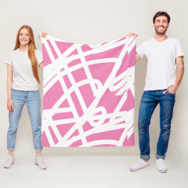 Abstract minimalisme witte lijnen roze deken