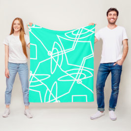 Abstract minimalisme witte lijnen turquoise deken