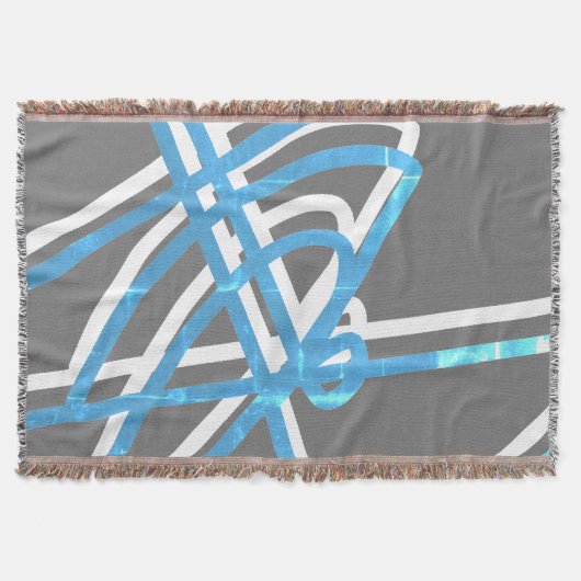 Abstract minimalisme witte turquoise lijnen deken (Voorkant)