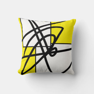 Abstract minimalisme zwart geel kussen hoofdkussen