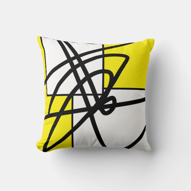 Abstract minimalisme zwart geel kussen hoofdkussen (Voorkant)